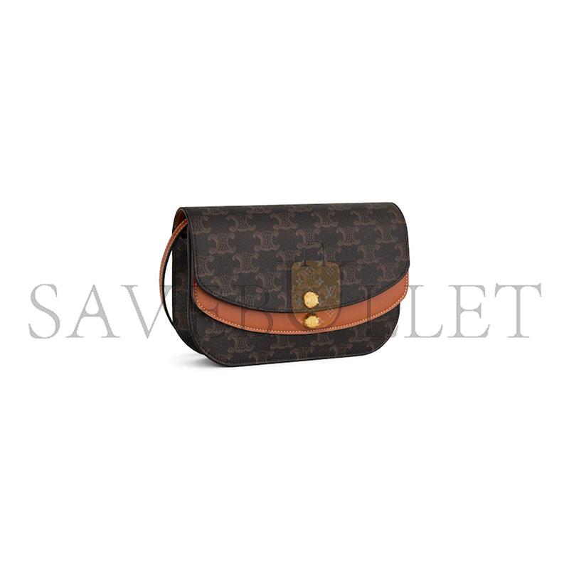 CELINE DUO WALLET ON STRAP IN TRIOMPHE CANVAS AND CALFSKIN 10P672GVL.04LU (20*13*6cm)